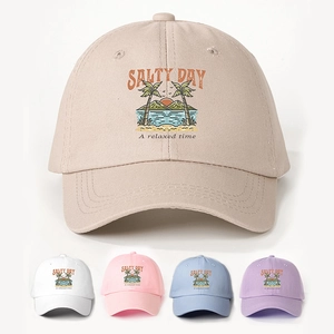 Salty Day Letter Print Baseball Cap Polyester Adjustable Summer Beach Sun Hat For Outdoor Travel Women Men