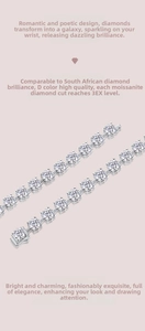 Detail of S925 silver tennis bracelet with D color 3EX moissanite stones and gold plating