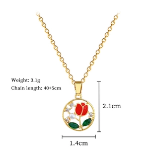 Detailed size chart for tulip pendant necklace with 40+5cm chain and 3.1g weight