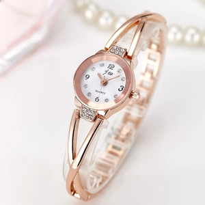 Women Bracelet Watch Rhinestone Inlaid Metal Bangle Quartz Wristwatch Elegant Fashion Jewelry Style For Ladies