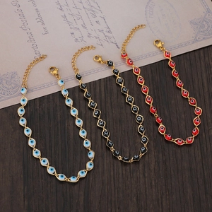 Bracelet Mauvais Œil Pour Femmes Chaîne En Cuivre Plaqué Or Perle Nazar Turque Bijoux Bohèmes Ajustables Cadeau