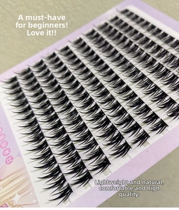 Détail de faux cils noirs en épis sur carte violette pour un look de cils de manga