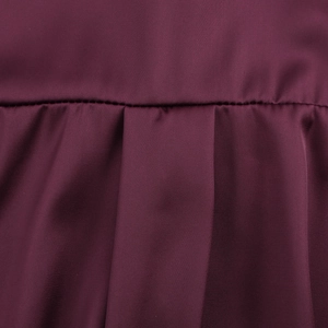 Deep purple satin blouse featuring a classic lapel and premium pleated seam details
