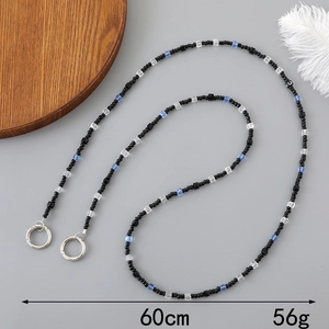 60cm acrylic crystal square beaded crossbody chain for bags and phones in blue and black