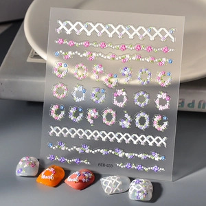5D Embossed Nail Art Stickers Sweet Floral Flower Wreath Decals Fresh Style Waterproof Self Adhesive Manicure Decoration For Women