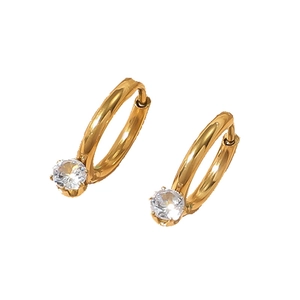 Elegant 18k gold plated stainless steel hoop earrings with sparkling zircon stones