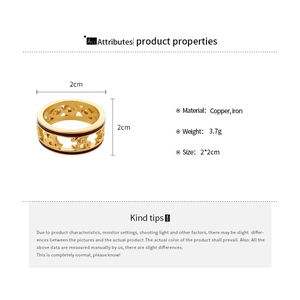 Detailed view of the gold-plated hollow letter H ring showing 2x2cm size dimensions