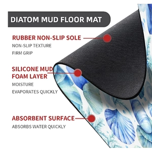 Three-layer structure of the diatom mud mat showing non-slip rubber and absorbent surface