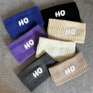 Knitted Headband Winter Ear Warmer Ribbed Acrylic Hair Band With Letter Patch Sports Outdoor Fashion For Men Women