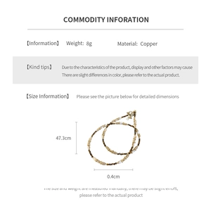 Spécifications de taille pour collier de perles, longueur 47,3 cm et perles de 0,4 cm