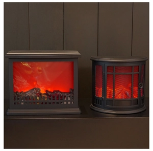 Dual LED simulation flame lanterns featuring classic rectangular and retro cylindrical designs