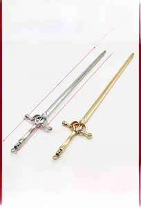 Macro shot of ancient sword hairpin showing alloy texture and detailed dimensions