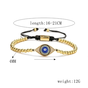 Detailansicht des Goldperlen-Augenarmbands mit Maßen 16-21cm und 4mm Perlenbreite