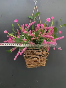 Detail showing the 30cm width measurement of the pink berry and wildflower door basket