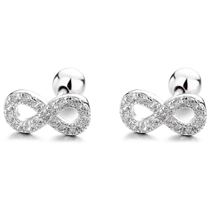 Orecchini a lobo eleganti in argento 925 simbolo infinito con cristalli per donna