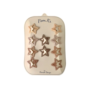 Set of 10 glittery star-shaped hair clips for girls in elegant Morandi color tones