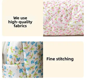 Detail of floral quilted fabric showing high-quality material and precise stitching