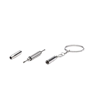 3-in-1 stainless steel mini keychain screwdriver set with cross and flat heads