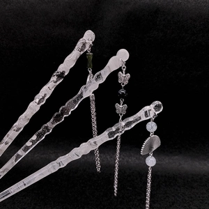 Pic À Cheveux Style Chinois En Résine Acétate Avec Gland Alliage Pendentif Papillon Éventail Accessoire Cheveux Hanfu Femme