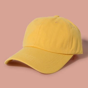 Classic bright yellow cotton baseball cap with six-panel design and curved brim