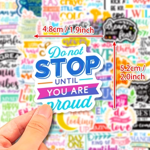 50 pieces of inspirational quote stickers featuring motivational English slogans for water cups