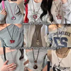 Collier Long Avec Pendentif Cuivre Alliage Zircon Cordon En Cire Style Coréen Décontracté Vintage Pour Femmes