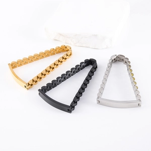Men's hip-hop stainless steel link bracelet in gold black and silver finishes