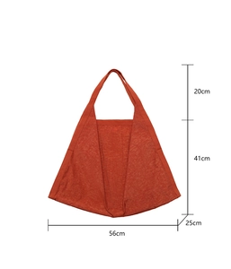 Detailed size diagram for large capacity reddish brown nylon umbrella tote bag