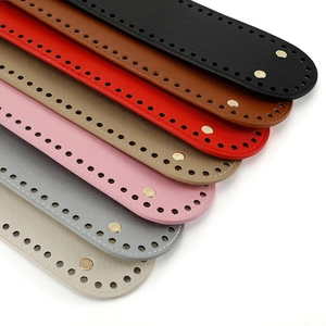 Oval PU leather bag bases with metal studs for DIY crochet knitting in 7 assorted colors