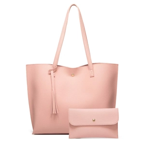 Large Capacity Women Tote Bag Pebbled PU Leather Handbag With Tassel Charm Fashion Shoulder Bag For Daily Travel Casual