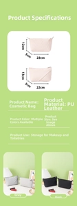 Detailed dimension chart for dumpling-shaped waterproof PU leather cosmetic bag
