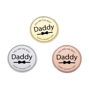 Custom engraved stainless steel round pendants for Father's Day in gold, silver, and rose gold