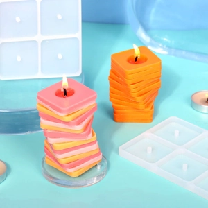 Molde de silicona cuadrado para velas en espiral con velas aromáticas DIY