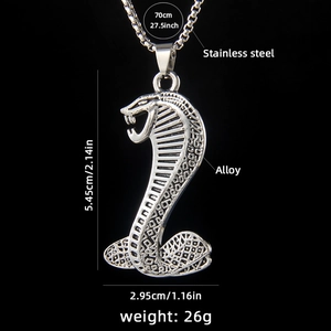 Collier hip hop en acier inoxydable avec un grand pendentif serpent cobra pour homme