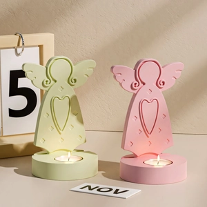 Angel tealight candle holder silicone mold for DIY plaster resin Christmas decor