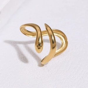 Minimalist 18k gold plated stainless steel snake ring with adjustable open design