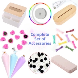Assorted Christmas resin DIY accessories including socks, bows and wooden light bases