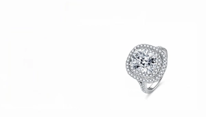 Detailed technical drawing of 4 carat radiant cut moissanite ring in S925 sterling silver