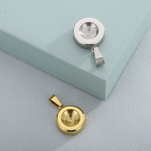 Gold and silver geometric stainless steel birthstone pendant bases for DIY jewelry