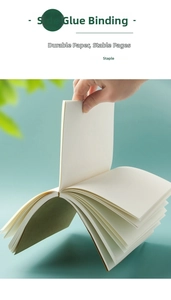 Thickened blank kraft paper notebook detail showing strong glue binding and pages for sketching.