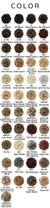 Nuancier présentant 45 teintes de chignons synthétiques bouclés pour volume et style