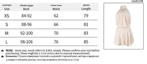 Detailed size chart for the chiffon halter dress showing bust and waist measurements
