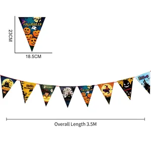 Détails de la guirlande d'Halloween en papier avec citrouilles, longueur 3,5m