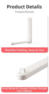 Detail showing the flexible folding mechanism and anti-slip ridges of the white clothes hanger