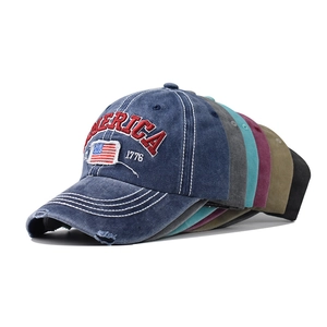 Vintage Baumwolle Baseballkappen mit Amerika 1776 Stickerei und US-Flaggen-Aufnähern