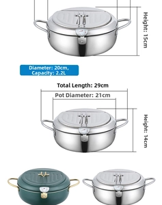 Détail de la friteuse tempura 2,2L avec diamètre de 21cm et thermomètre intégré inclus