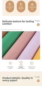 Detail showing high-quality woven leather texture and various colors of travel makeup bags
