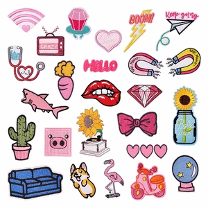 Cute Cartoon Embroidery Cloth Patches Badges Iron On Adhesive Backing For Clothing Bags DIY Colorful Decorative Applique