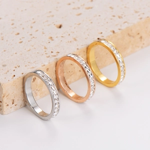 Geometric Ring 304 Stainless Steel Mother Of Artificial Pearl Inlay Square Cubic Zirconia Fashion Jewelry For Women