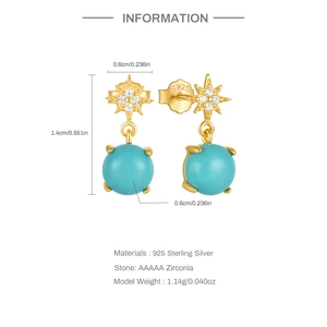 Detail view of 925 sterling silver star earring showing dimensions and S925 hallmark